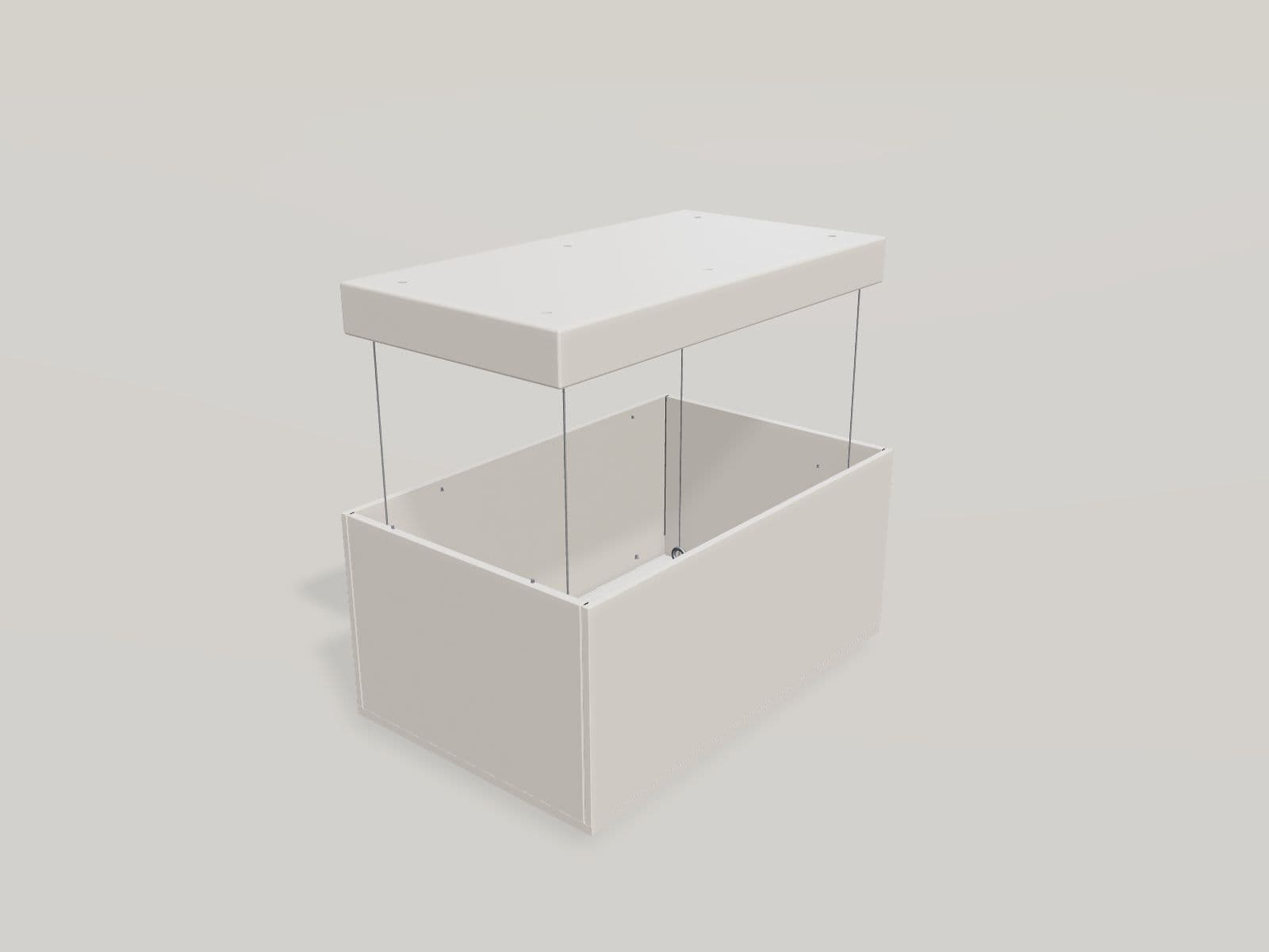 Evrika 940 × 600 storage lift — three-quarter view